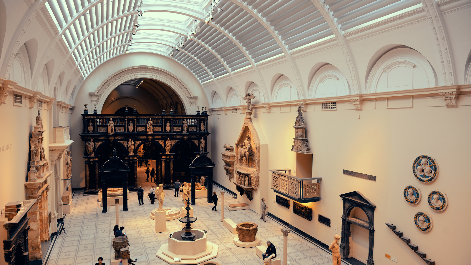 The interior of the Victoria and Albert Museum in London.